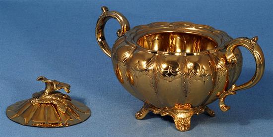 A silver gilt four piece tea and coffee set,